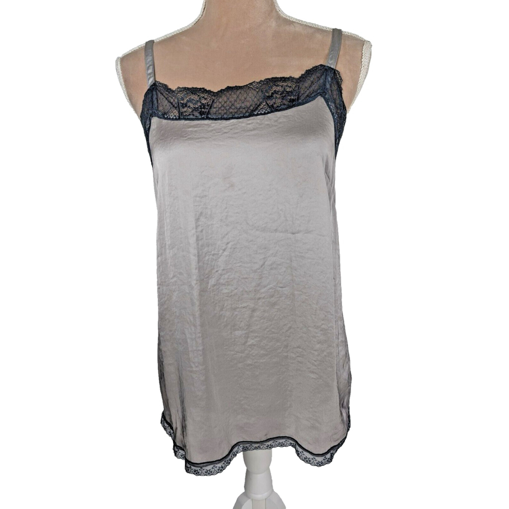 Cabi Charisma Lace Trim Cami Size Small Y2K Retro 90's Style Gray Black Goth